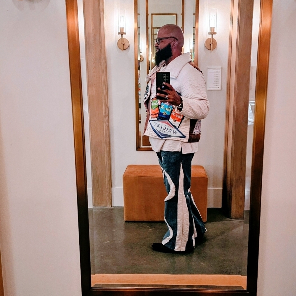 Men's Artistic Patchwork Bomber Jacket - image 5